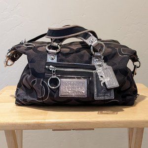 Coach Poppy canvas satchel with Coach bag chains